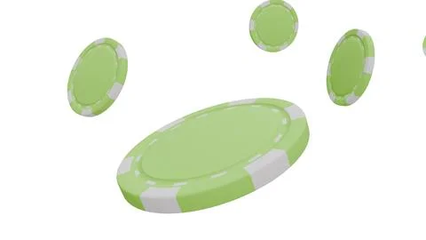 Poker chips float against a clean white background Stock Illustration