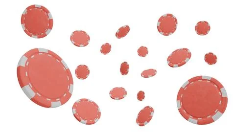 Poker chips float against a clean white background Stock Illustration