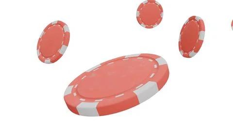 Poker chips float against a clean white background Stock Illustration