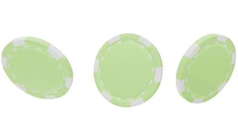 Poker chips float against a clean white background Stock Illustration