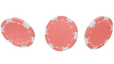 Poker chips float against a clean white background Stock Illustration