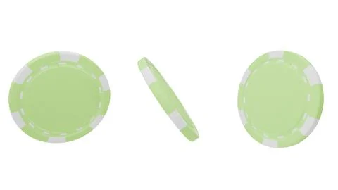 Poker chips float against a clean white background Stock Illustration