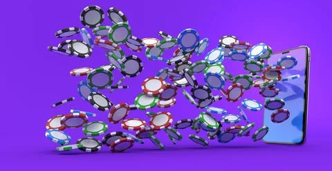 Poker chips fly of the smartphone Stock Illustration