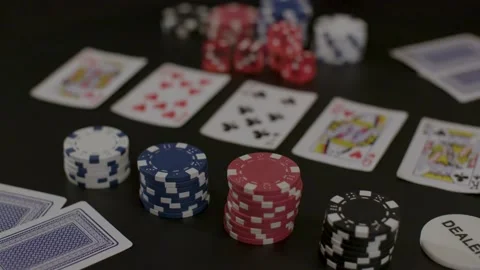 Poker-chips-gamble-table-spinning-camera Stock Footage 150427919