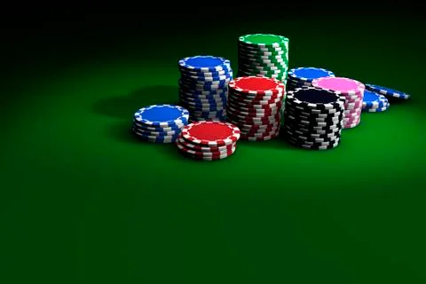 Poker chips on green table Stock Illustration