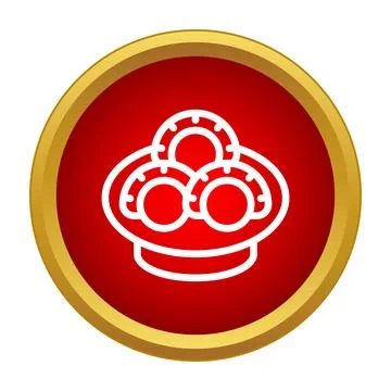 Poker chips icon on a red button Stock Illustration
