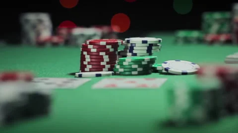 Poker Chips in Middle Pot Left to Right Stock Footage 61948462