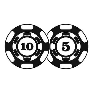 Poker chips nominal five and ten icon simple style Stock Illustration