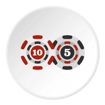 Poker chips nominal five and ten icon circle Illustrazione stock