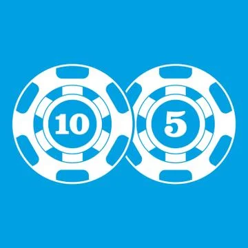 Poker chips nominal five and ten icon white Stock Illustration