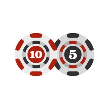 Poker chips nominal five and ten icon, flat style Stock Illustration