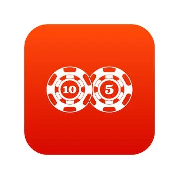 Poker chips nominal five and ten icon digital red Stock Illustration