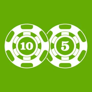 Poker chips nominal five and ten icon green Stock Illustration