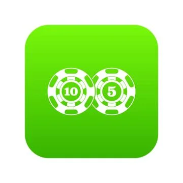 Poker chips nominal five and ten icon digital green Stock Illustration