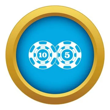 Poker chips nominal five and ten icon blue vector isolated Illustrazione stock