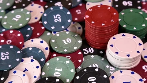 Poker chips on rotating surface Stock Footage 71784811