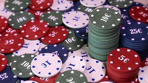 Poker chips on rotating surface Video stock 71784874