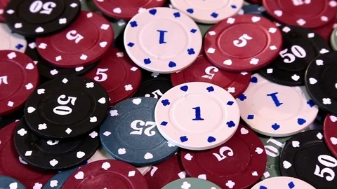 Poker chips on rotating surface Stock Footage 71785074