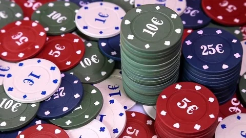 Poker chips on rotating surface Stock Footage 71785179