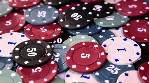 Poker chips on rotating surface Video stock 71785283