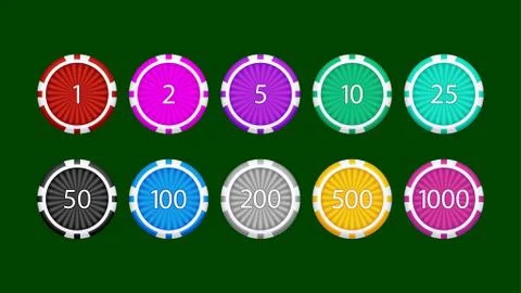 Poker chips set on green Stock Illustration