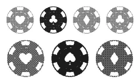Poker chips set illustration. This vector graphic depicts gaming chips with.. Illustrazione stock
