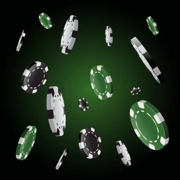 Poker chips stack falling in black background Stock Illustration