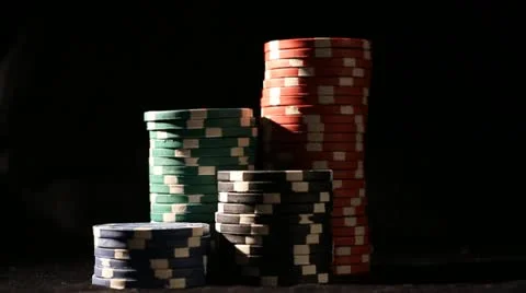 Poker Chips Stacked Stock Footage 14615821