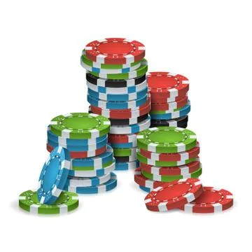 Poker Chips Stacks Vector. Plastic. White, Red, Black, Blue, Green Casino Chips Illustrazione stock