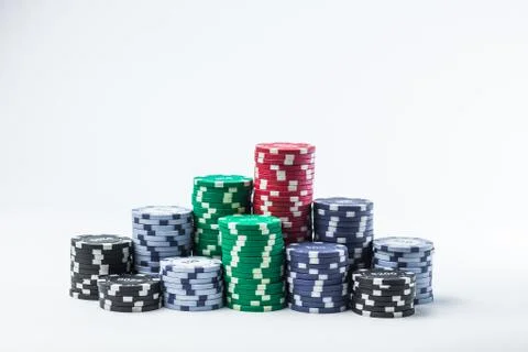 Poker chips on white background isolate Stock Photos