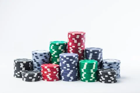 Poker chips on white background isolate Stock Photos