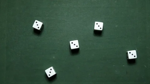 Poker Dice rolling poker five-of-a-kind on threes Stock Footage 87862525