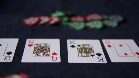 Poker. End of the game. Close-up of five cards Stock Footage 96279001