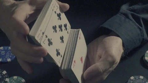 Poker game. Man's hands shuffing cards Stock-Footage 73131673