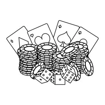 Poker games and elements in black and white イラスト素材