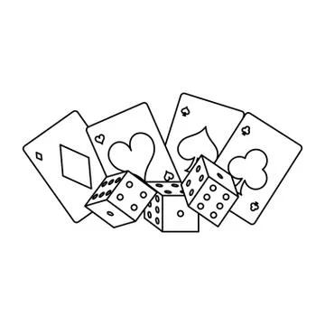 Poker games and elements in black and white 스톡 일러스트