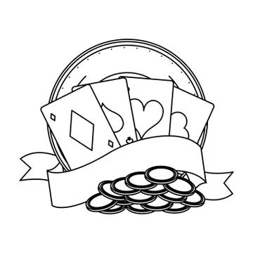 Poker games and elements in black and white Illustrazione stock