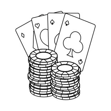 Poker games and elements in black and white 스톡 일러스트