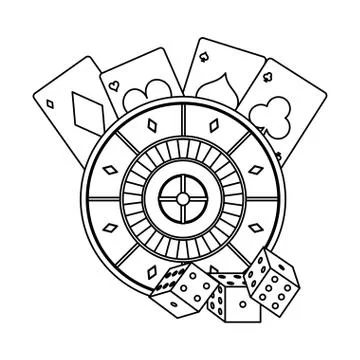 Poker games and elements in black and white Stock Illustration