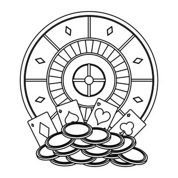Poker games and elements in black and white イラスト素材
