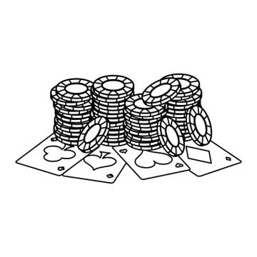 Poker games and elements in black and white イラスト素材