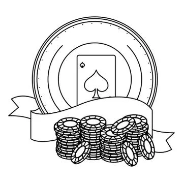 Poker games and elements in black and white 스톡 일러스트