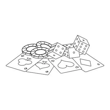 Poker games and elements in black and white 스톡 일러스트