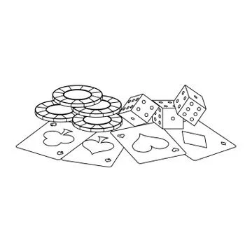 Poker games and elements in black and white イラスト素材