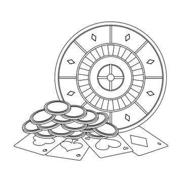 Poker games and elements in black and white イラスト素材