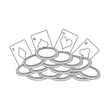 Poker games and elements in black and white イラスト素材