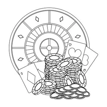 Poker games and elements in black and white Stock Illustration