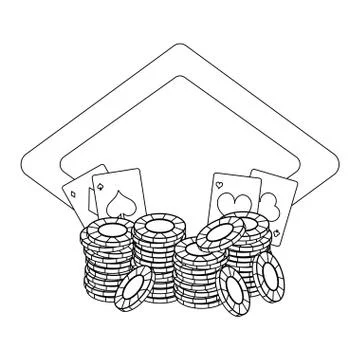 Poker games and elements in black and white 스톡 일러스트