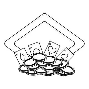 Poker games and elements in black and white イラスト素材