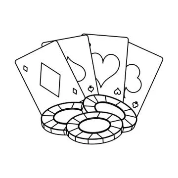 Poker games and elements in black and white Stockillustratie